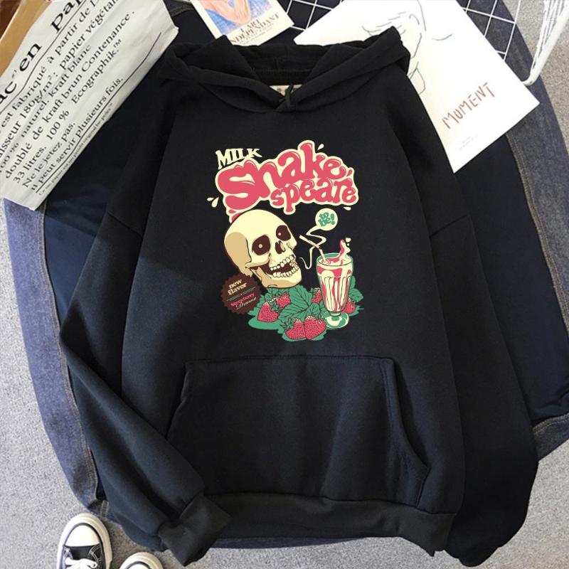 

Men's Hoodies Cartoon Skull Funny Vintage Sweatshirt Mens 2023 Autumn Loose Hoody Printed Fleece Casual Harajuku Men Women Streetwear, Beige