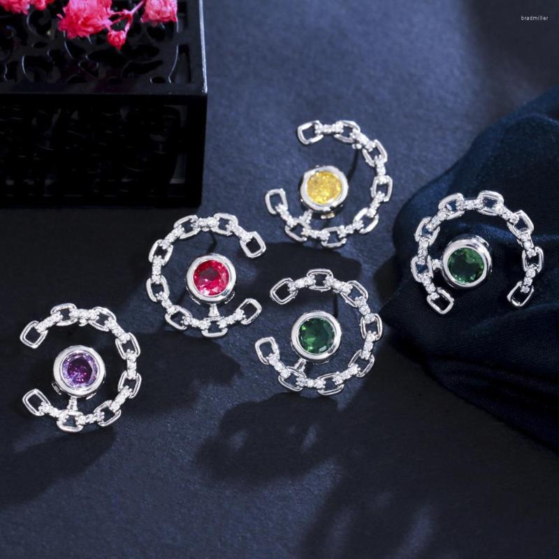 

Stud Earrings ThreeGraces Elegant Purple Cubic Zirconia Crystal White Gold Color For Women Anniversary Engagement Jewelry ER707