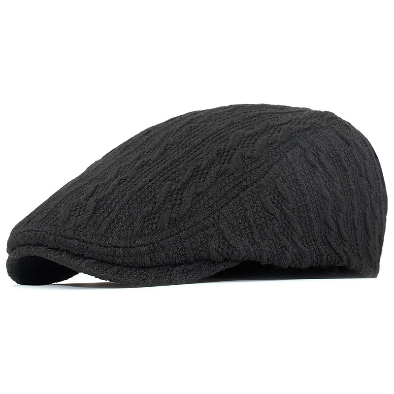 

New Unisex Autumn Winter Beret Buckle Hat For Men Women Solid Leisure Wool Warmer Knitted Cap