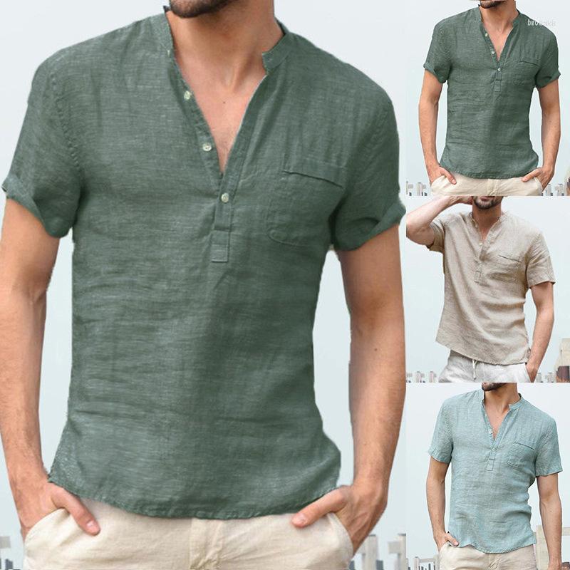 

Men' Casual Shirts Men' Summer Mens Short-Sleeved T-shirt Cozy Cotton And Linen Led Men Shirt Male Breathable Loose Polo -5XL, Black