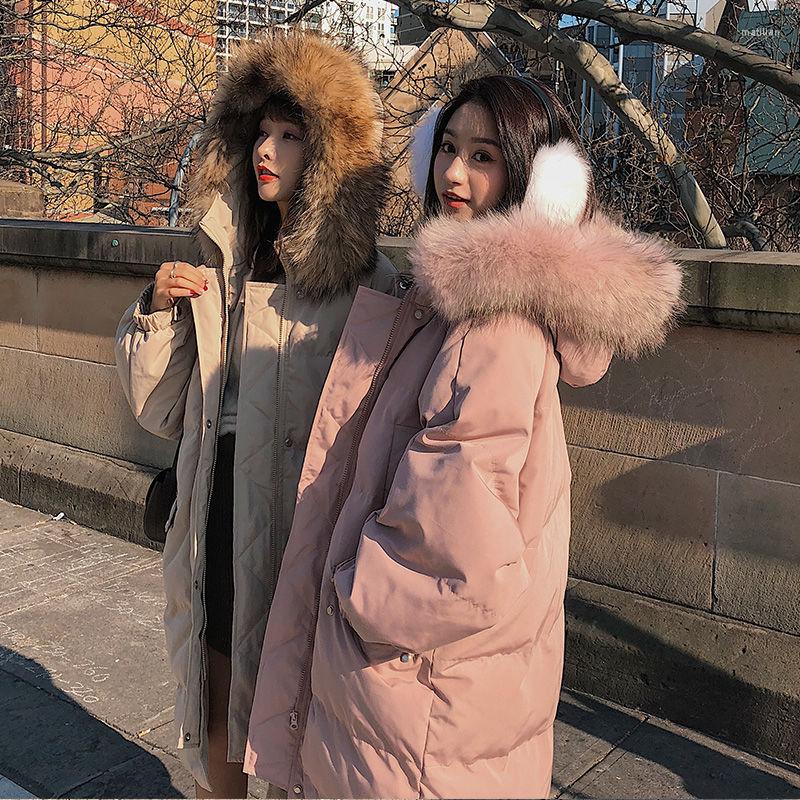 

Women's Trench Coats 2023 Korean Women Parkas Long Style Solid ColorThick Faux Fur Hooded Jackets Casual Pockets Basic Bread Female Outwear, Pink