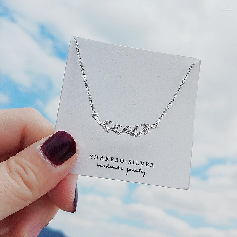 

Choker S925 Sterling Silver Plate Leaf Necklace Simple Dainty Fashion Women Olive Branch Chain Necklaces Gifts For Her