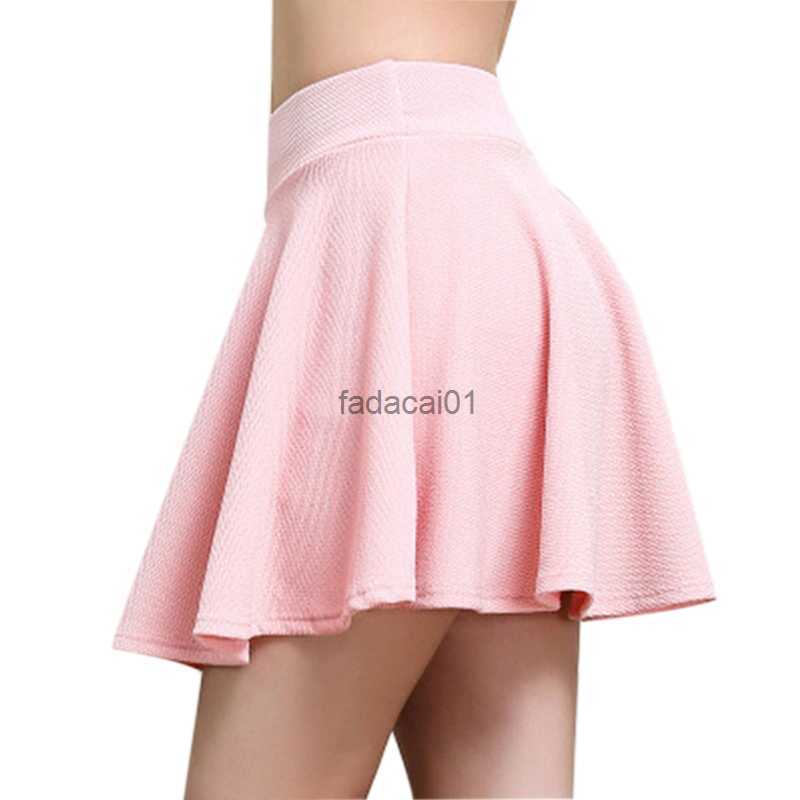 

Summer Solid Color Pleated Skirt Sexy Mini Short Skirts High Waist Elastic Ladies Skirts Girls Tutu School Faldas Ball Gown L230621, Yellow a
