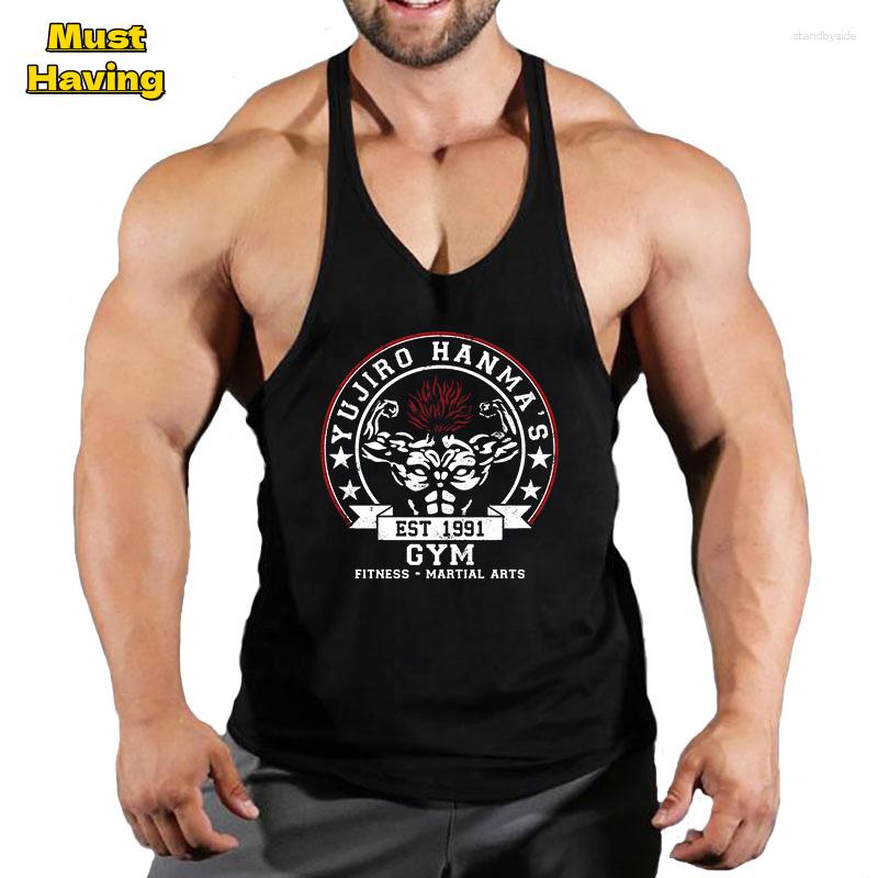 

Men's Tank Tops Anime Baki Print Stringer Top For Men Athletic Y-Back Vest Muscle Training Undershirt Gym Workout Fitness Bodybuilding, White 2