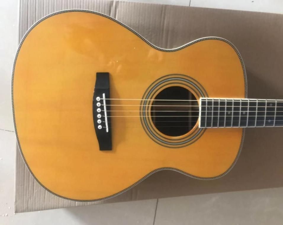 

Solid Spruce Top 41 Inches Natural Vintage Acoustic Electric Guitar John Mayer Signagure Fingerboard Inlay Grover Tuners Bone N1363986