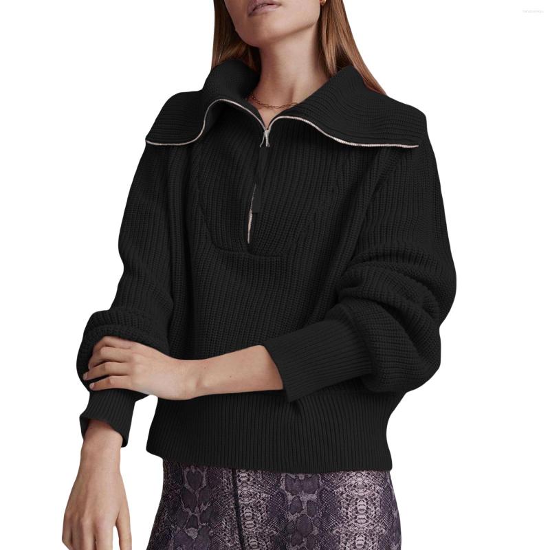 

Women' Hoodies Women Long Sleeve Turtleneck Zipper Pullover Tops Street Office Loose Jumpers Fall Winter Casual Knitted Sweater, B4