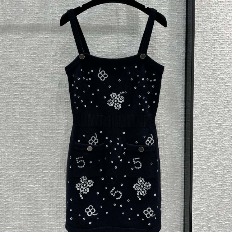 

Fashion Classic Trendy Luxury Designer 2023 Women Summer New Dress Camellia Three-Dimensional Hollow Embroidered Suspender Dress A-line Style for Female, 03