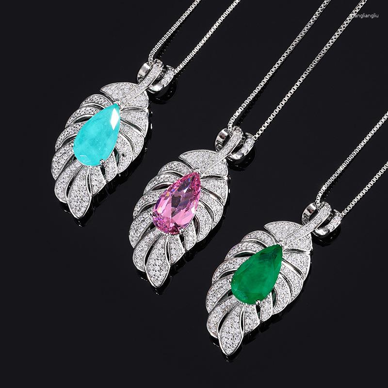 

Pendant Necklaces 2023 European And American Fashion Leaves Clavicle Chain Emerald Necklace Retro Women's Accessories Gifts For Valentines