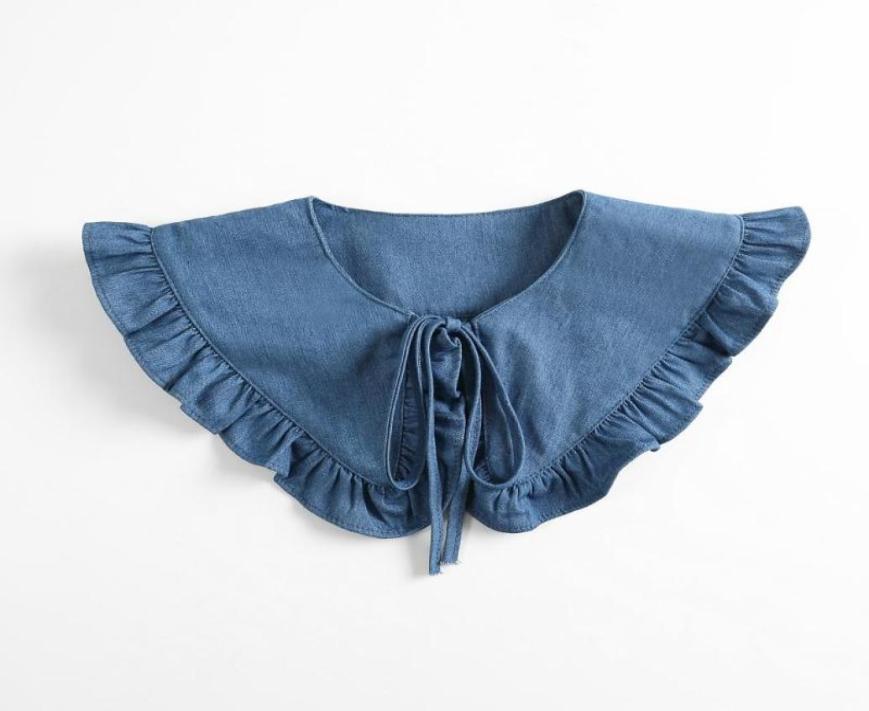 

Bow Ties Fashion Denim Detachable Collar For Women Sweater Top Fake Shawl Shoulder Wrap Decor Female Shirt Lapel False Collars9545259