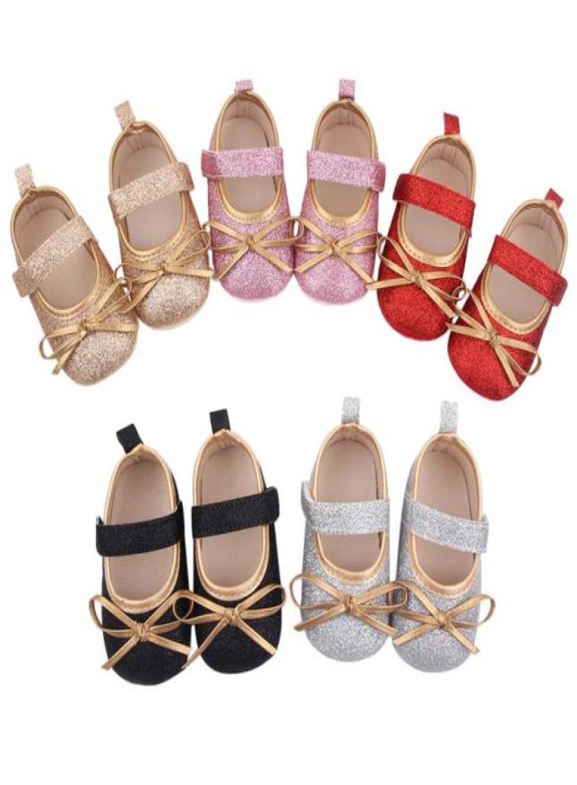 

First Walkers Children Casual Shoes Baby Girls Bowknot Fine Flash Shoe Soft Walking Princess 2021 Sandale Fille6974244, Black