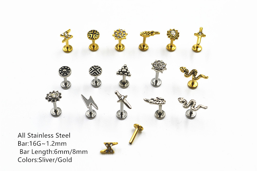 

Navel Bell Button Rings 50pcsLot Body Jewelry 16GX68MM Snake Steel Lip Bar piercing Labret ring Ear Helix Cartilage Stud 230628