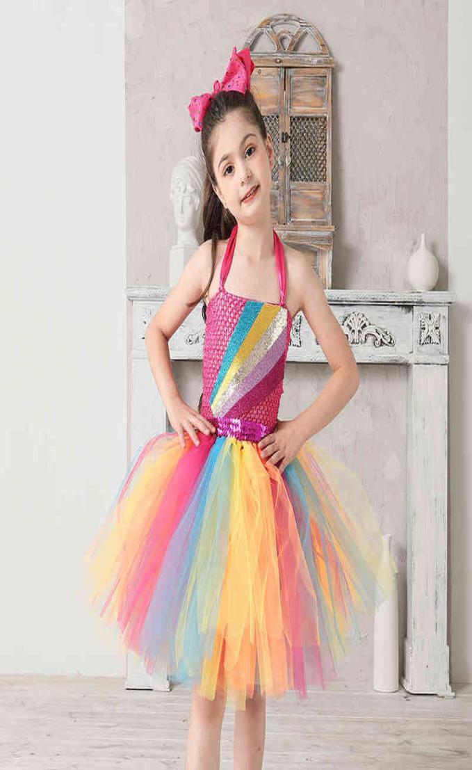 

Jojo Siwa Tutu Dress with Hair Bow Rainbow Girls Princess Dress Kids Tutu Dresses Girls Holiday Birthday Party Costume Gifts G12159904869, Metallic
