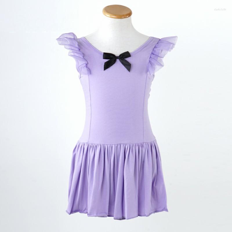 

Stage Wear Purple/Pink Kids Ballet Dance Costume Sweet Dress Bow Clothes Children Ballerina Dancewear For Girls