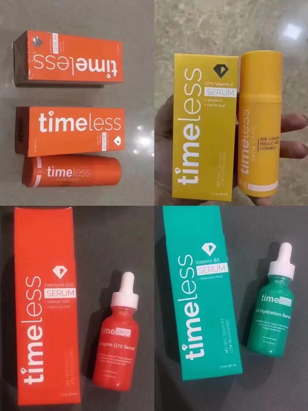 Wholesale Timeless Serum Skin Care 10% 20% Vitamin C 30ml Face Serum Q10 Vitamin B5 essence VE Ferulic Acid Skin Moisturize Essence 1fl.oz Fast Ship