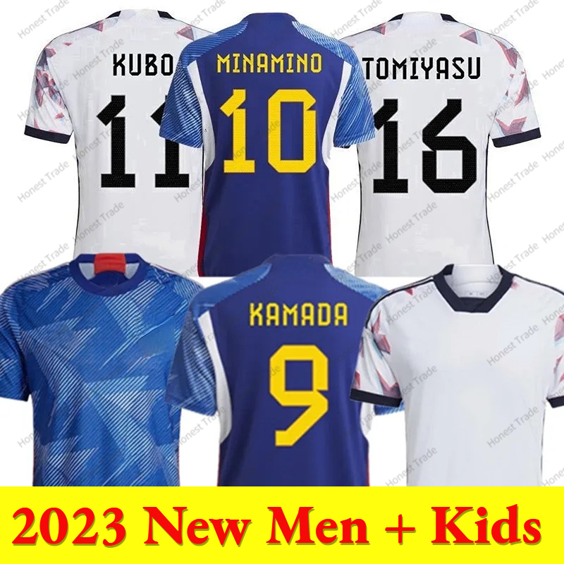 

Japan soccer Jersey MINAMINO NAGATOMO HARAGUCHI YOSHIDA TSUBASA ATOM Japanese 22 23 Football Shirt HONDA OSAKO Japon men kids kit, 22/23 away kids