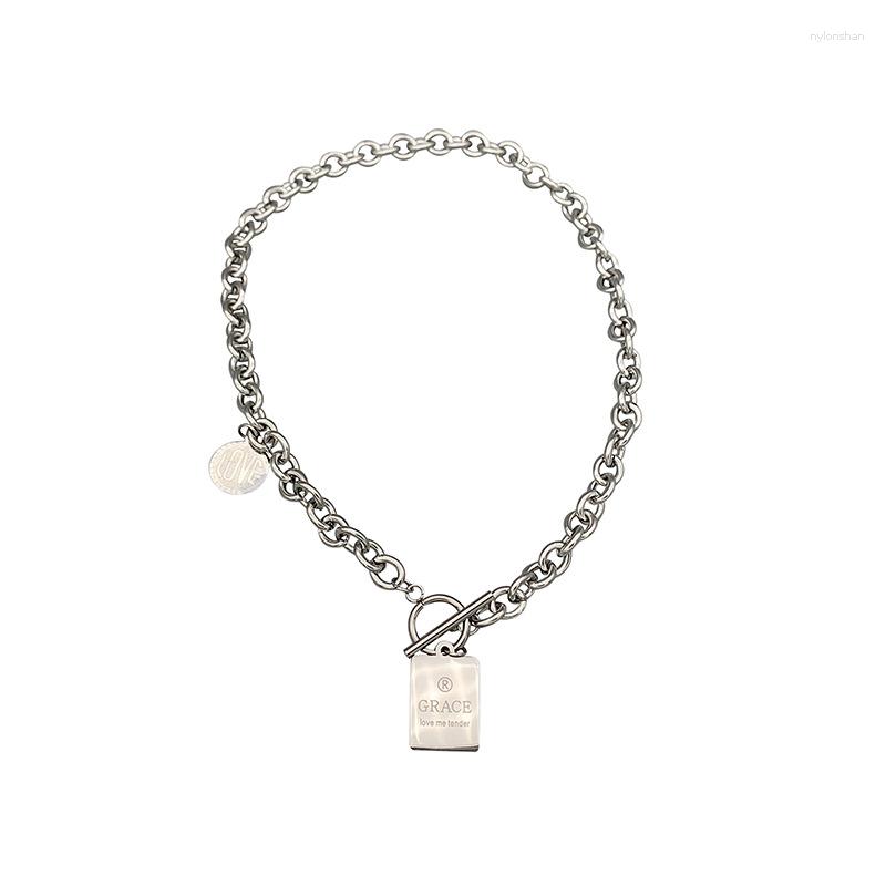 

Chains European And American Trend Stainless Steel Necklace Female Hip Hop Personality Ins Net Red Collar Chain Tide Hiphop Pendant Swe