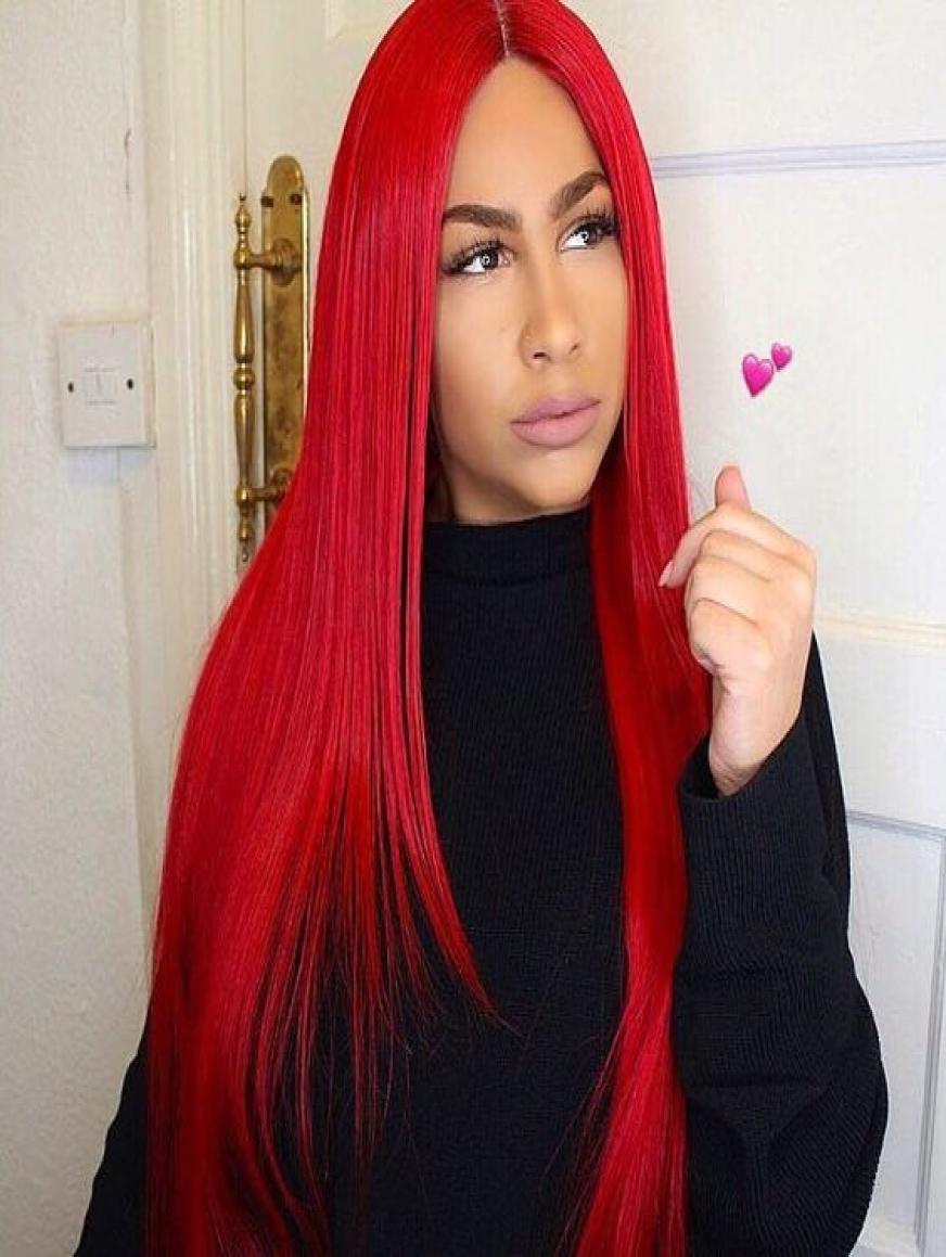 

613 blond Lace Front Human Hair Wig 150 Density 26 inch Blonde Brazilian Remy Straight Wig for Black Women5056574, Red