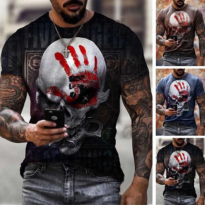 

Men's T Shirts Skull Print T-shirts Summer Casual Round Neck Short Sleeve Tee Streetwear Tees Tops