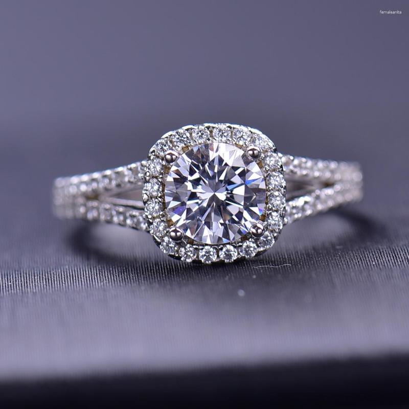 

Cluster Rings Inbeaut Arrival 925 Silver Excellent Cut 1 Ct D Color Pass Diamond Test Moissanite Square Split Ring For Women Fine Jewelry