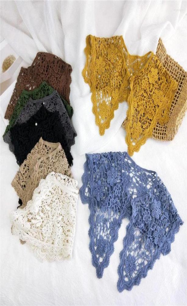 

Bow Ties Women Fake Collar Shawl Flower Crochet Lace False Collars Shirt Detachable Faux Summer Dress Scarf5325476