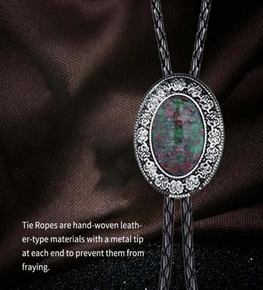 

Bow Ties Bolo Tie Turquoise Western Style Cowboy Adjustable Necklace Vintage Necktie Costume Accessories Women Pink Agate5714770