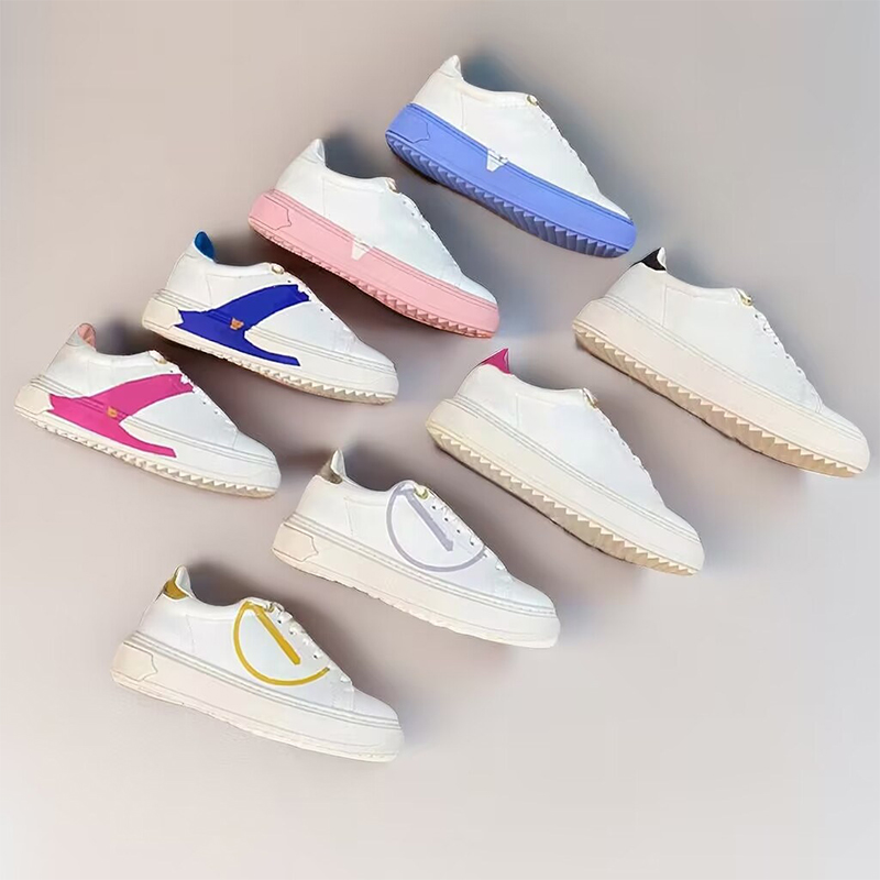 

2023 Designer Time out Casual Women Shoes Travel Leather Lace-up Sneaker Lady Flat Trainers Letters Men Shoe White Pink Low top Sneakers Size 35-45, Colour 16