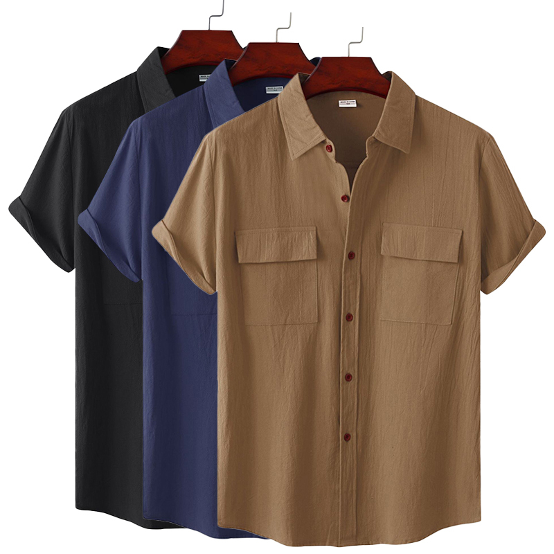 

Men's Dress Shirts Spandex Summer Short Sleeve Shirt Solid Color Breathable Hawaiian Beach Male Casual Blouse For Men 230628, Cs002-3