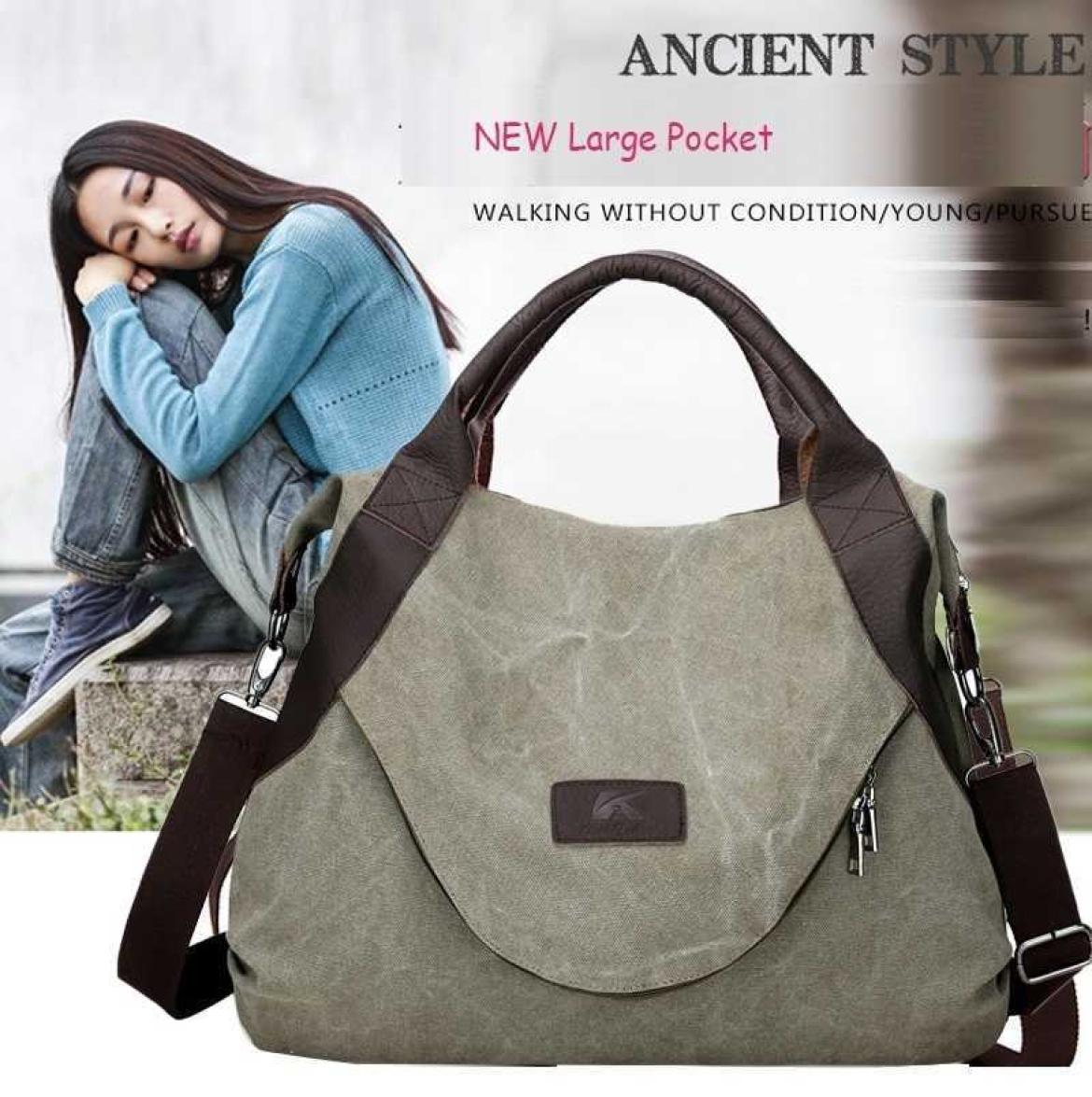 

New Large Pocket Casual Women039s Shoulder Cross Body Handbags Canvas Tote Bags Bag Purse6890925, Blue