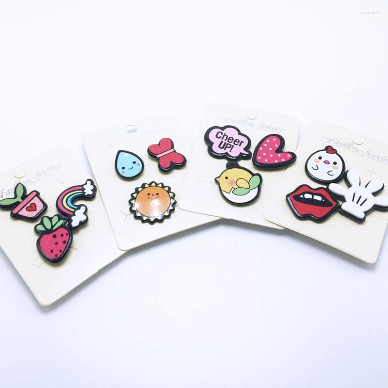 

Brooches 3pieces Lovely Children's Brooch Pins Colorful Cartoon Design Bird Cloud Rainbow Waterdrop Plant Butterfly Multi-use Budges 2023