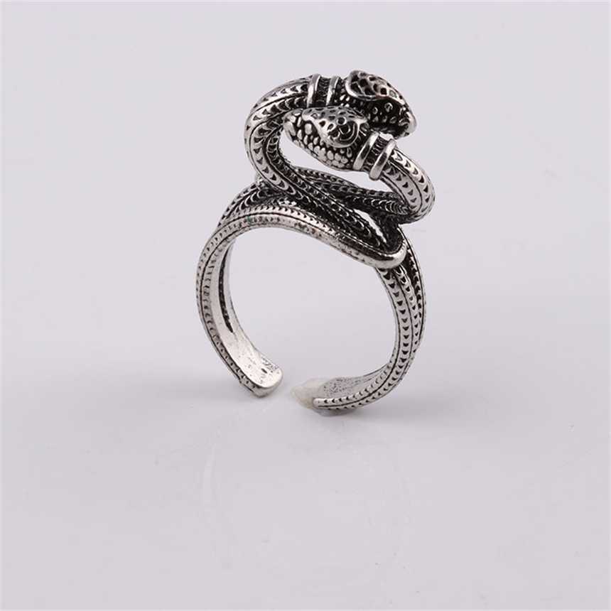 

2023 Gu Jia's New Double Snake Head Wrapping Made of Old Rings for Men and Women Couples Matching Ring Meng Yu Jewelry