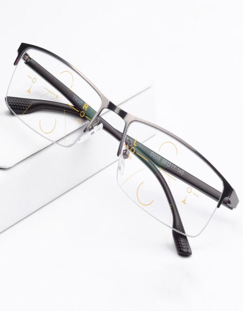 

Smart Zoom Asymptotically Multifocal Progressive Bifocal Presbyopic Glasses Titanium Alloy Frame form Progressive Lenses7831788