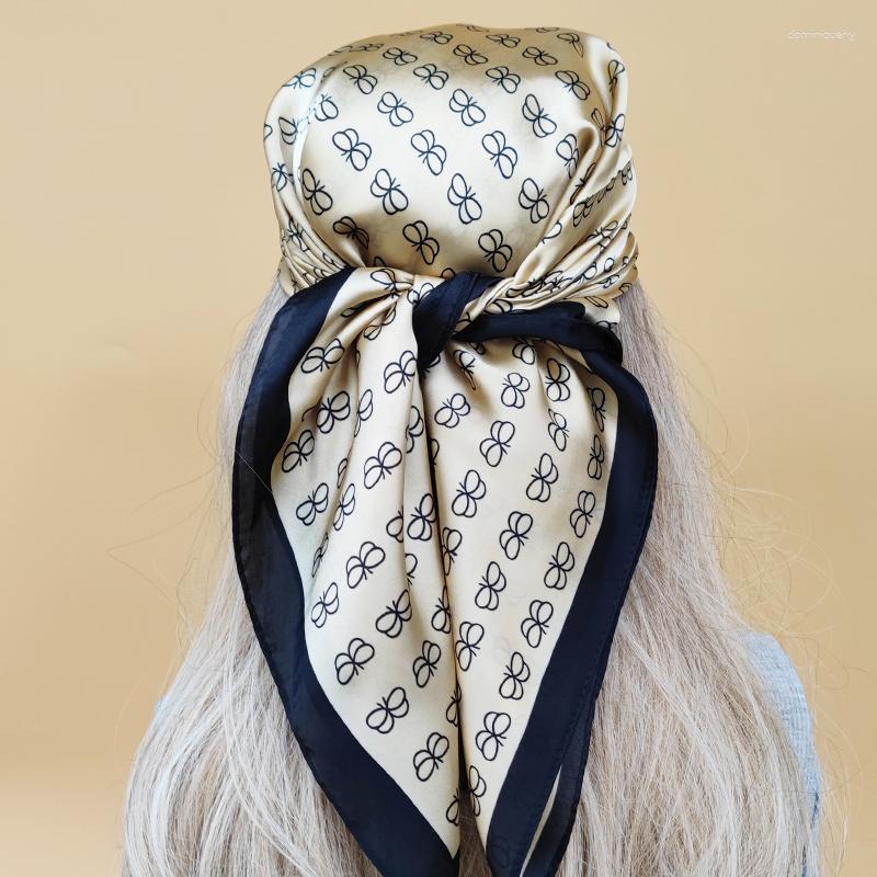 

Scarves Luxury Design Beach Silk Hijab Women The Four Seasons 70X70CM Square Headscarf 2023 Style Sunscreen Kerchief