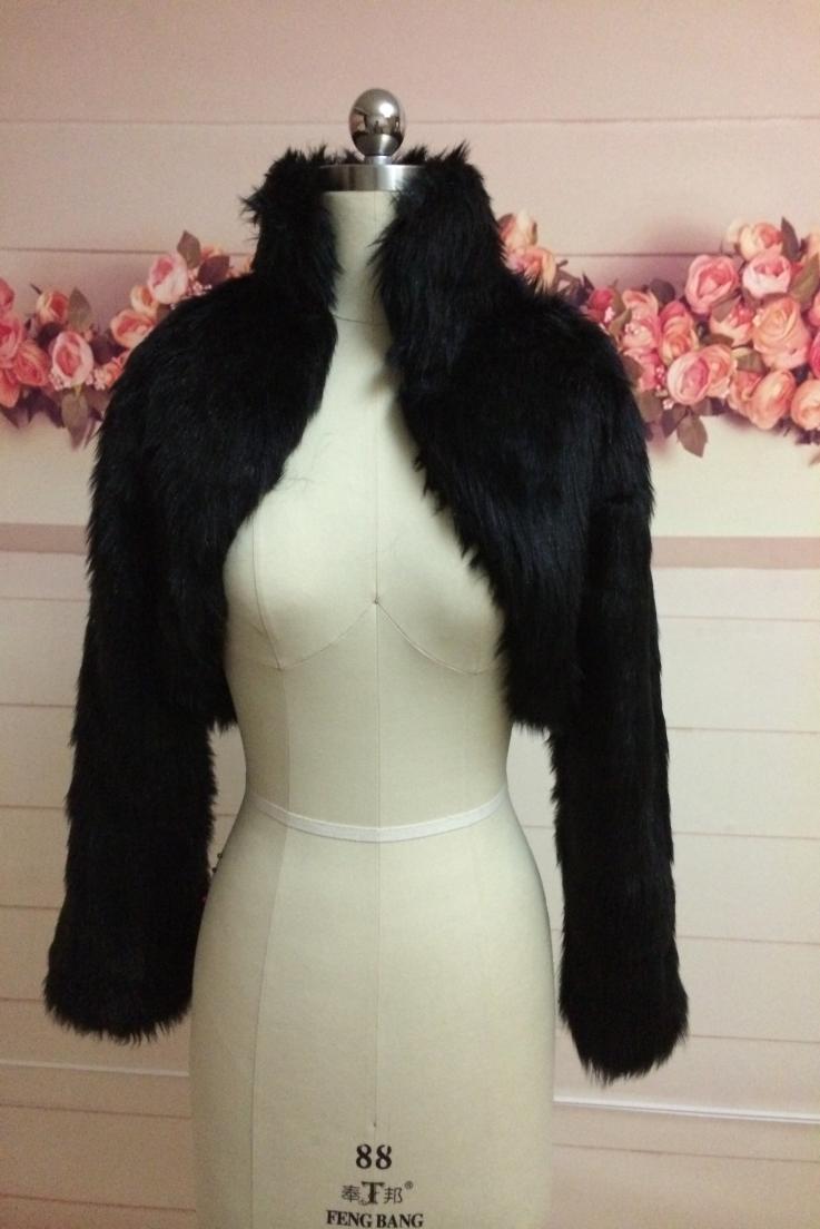 

Fashion Black Faux Fur Coat Bridal Wrap Long Sleeve Jacket Shawl Cape Stole Bolero Ivory Fake Fur Bridesmaids Cape9063188