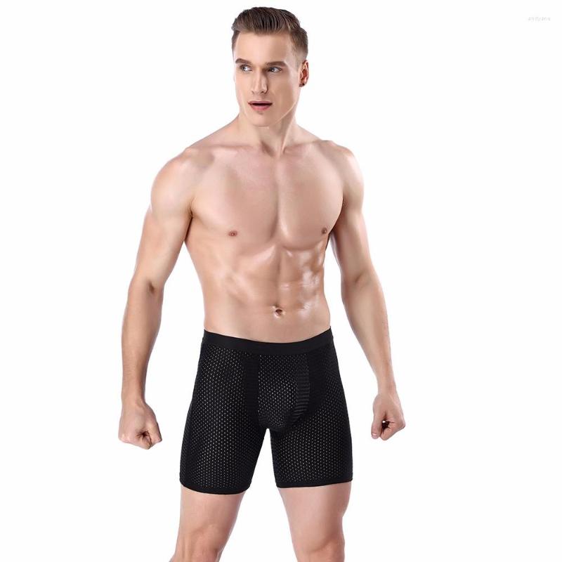 

Underpants Underwear Brand Mesh Men Cotton Boxers Breathable Boxer Sport Shorts Panties Sexy Male Underwears Cueca, Gray