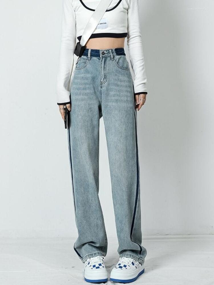 

Women's Jeans Korean Fashion Woman Denim Wide Leg Pants High Waisted For Women Casual Female OL Girls Vintage Streetwe, Blue