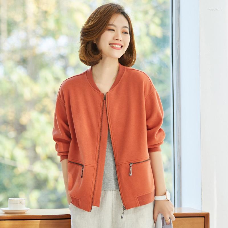 

Women's Jackets Autumn Casual Cardigan Women Oversized Jacket Female Baseball Uniform Top Long Sleeve Zip Up Coat 3xl 4xl Girls Loose, Orange