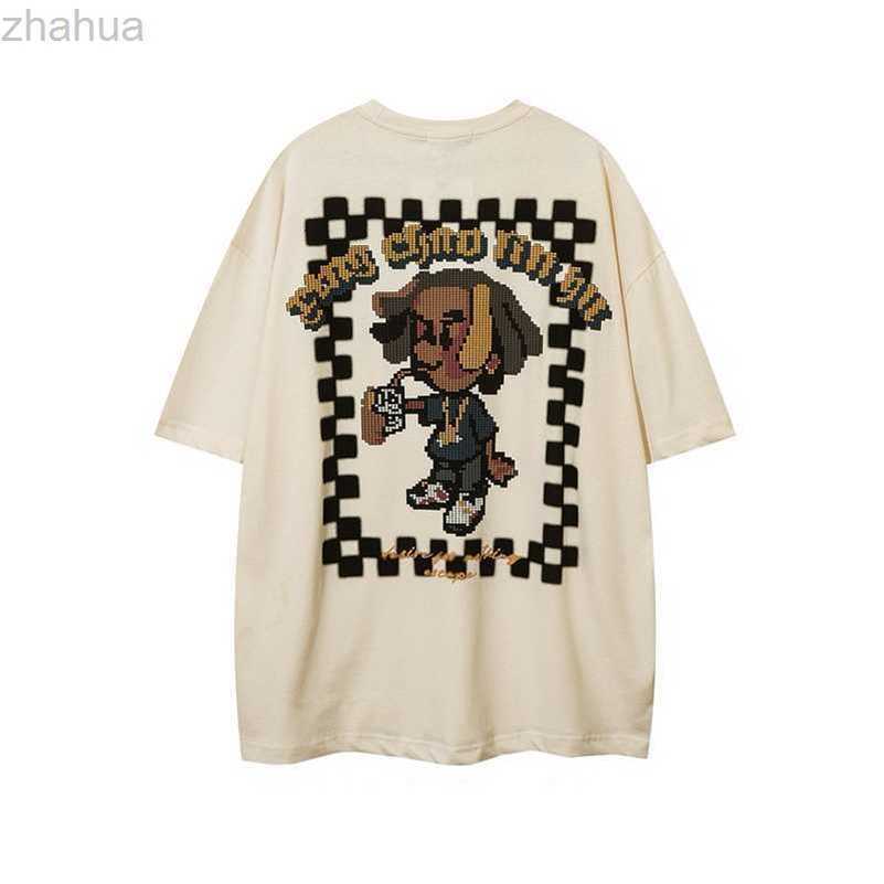 

stussys Original fashion brand design mosaic American cartoon printed round neck short sleeve men and women's ins China-Chic lovers' summer clothes, White5