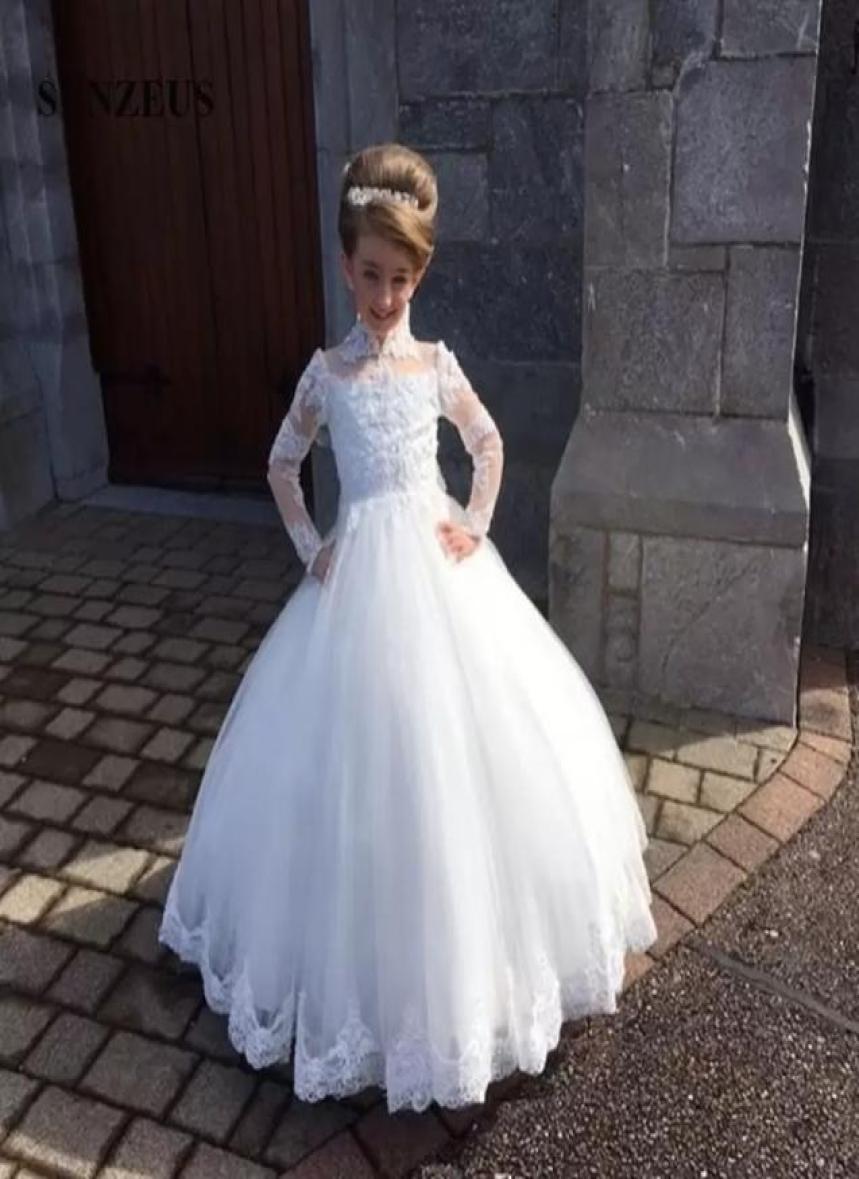 

WhiteIvory Lace Ball Gown Kids TUTU Flower Girl Dresses Long Sleeve Party Prom Princess Bridesmaid Wedding Formal Occasion Dress 9145347, Black