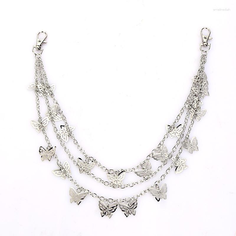 

Keychains Hip-hop Punk Metal Ring Pants Chain Keychain Butterfly Waist Chains Jeans Keyring Accessories Pendant Trinket A935