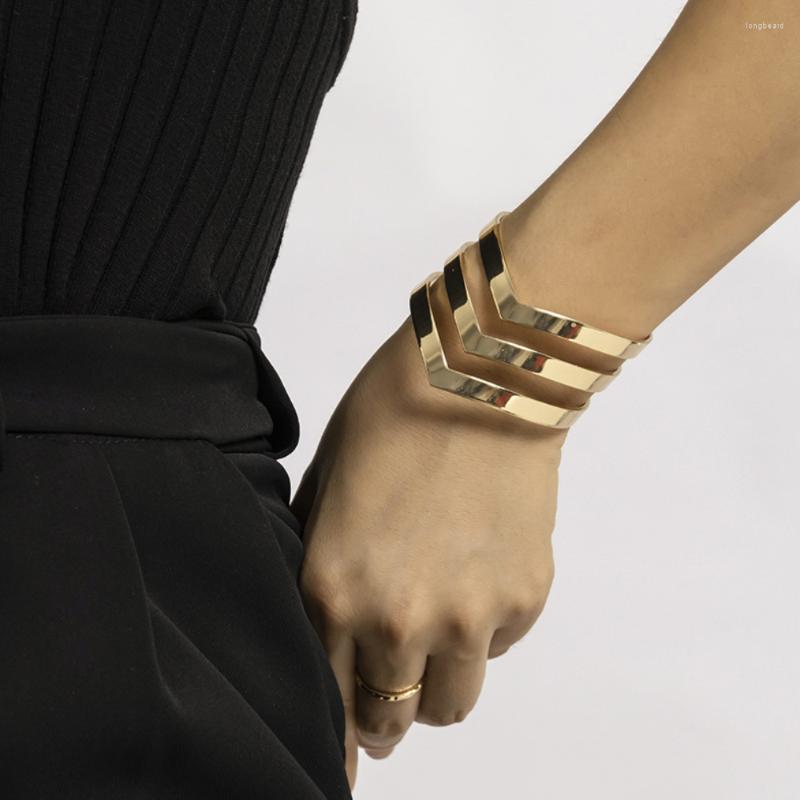 

Charm Bracelets Jewdy Vintage Punk Cool V-shaped Glossy Surface Open Bracelet For Women Deco Aesthetics Adjustable Jewelry Gifts