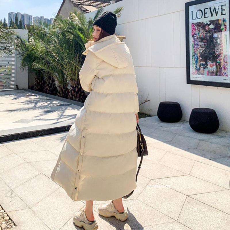 

Women' Trench Coats Hooded Winter Jacket Women Parka Warm Thick X-Long Down Cotton Coat Female Loose Outerwear, Black