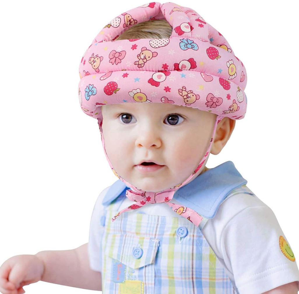 

Baby Toddler Protective Hat Boys Girls Cotton Safety Helmet Learn to Crawl Walk Adjustable Anti Collision Children Cap 6 Months5708430, Red