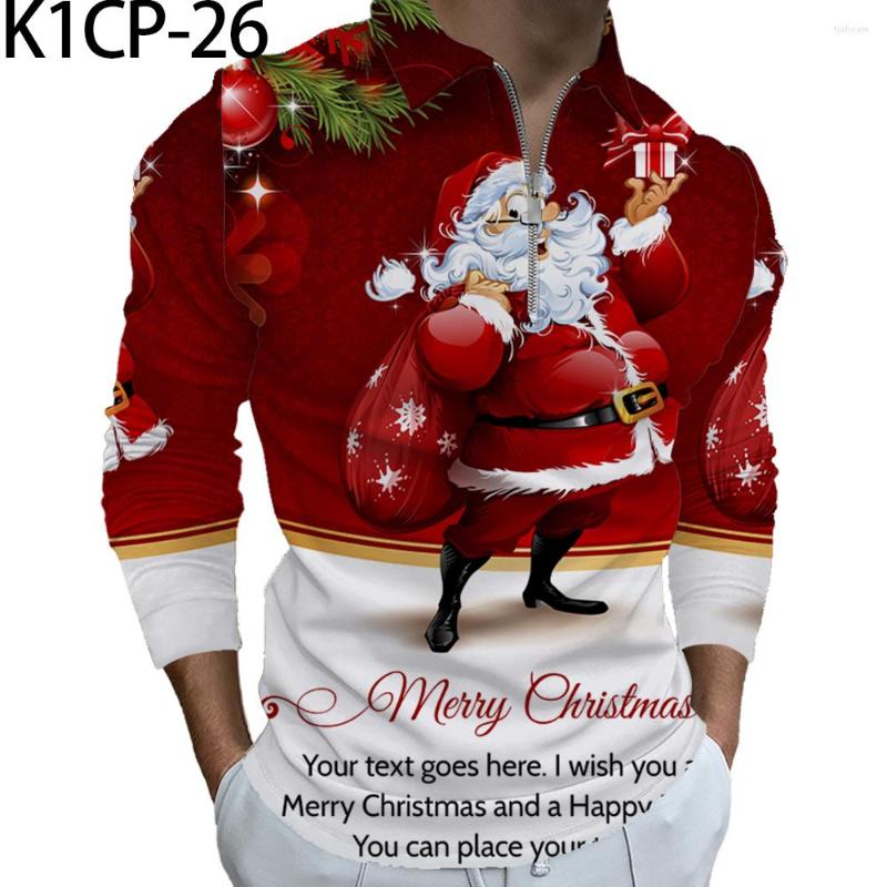 

Men's Polos Christmas Men Long Sleeve T Shirt For Man Polo Tops Clothing Oversized Zipper