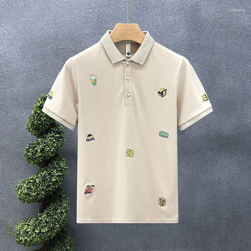 

Men's T Shirts Clothing Patchwork Printing Office Simplicity Man Turn-down Collar Pullovers Short Sleeve Button Business Casual T-Shirts, Black