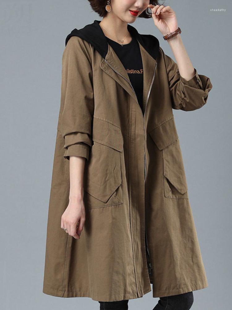 

Women's Trench Coats Nice Autumn Winter Long Sleeved Fashionable Windbreaker Women's Jacket Casual Loose Top Coat For Women Jackets, Brown