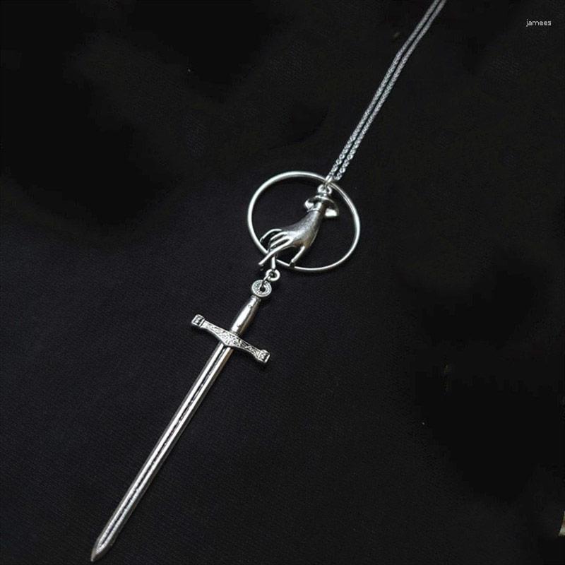 

Pendant Necklaces Sword Necklace Victorian Hand-Katana-Sword Pendant-Fantasy Necklace-Goth-Avant Garde-Occult-Witchy-Edgy-Medieval Jewelry