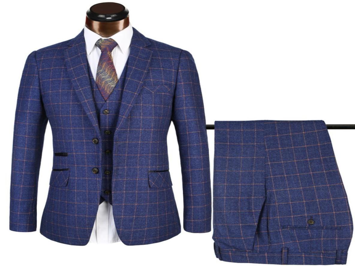 

2018 Fall Winter Luxury Desinger Groom Tuxedos Wedding Boss Slim Formal Clothing Pinstipe Groomsmen Suits Costumes pour hommes Siz4317936, Gray