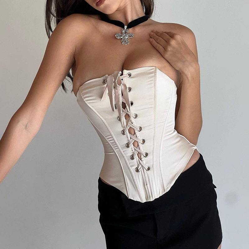 

Waist Tummy Shaper Women Abdomen Tight Corset Over Bust Bustiers With Bones Push Up Bodices Slimm Vintage Lace Shaping Clothes Summer 230629, Beige