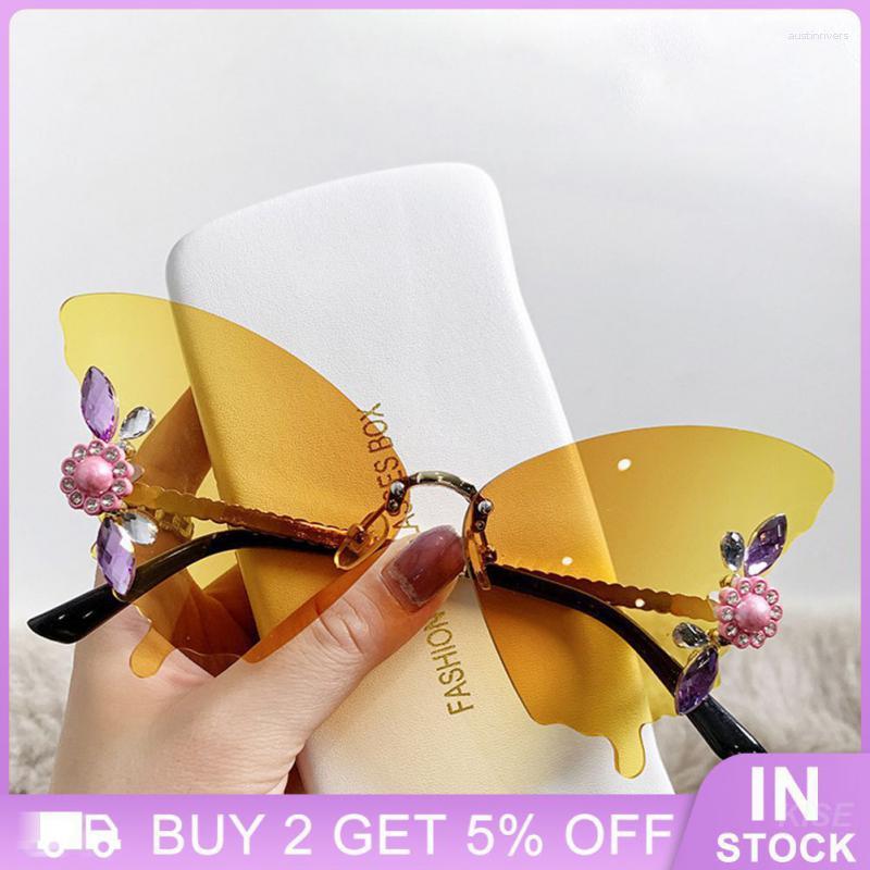 

Sunglasses Sun Protection Frameless Apparel Accessories Clothing Eyewear Uv400 Butterfly Fashion Glasses Gradient