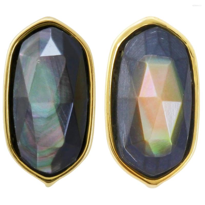 

Stud Earrings Oval Labradorite Faceted Stone For Women Jewelry